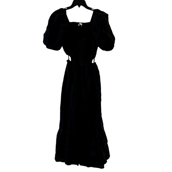 Faithfull the brand linen maxi dress in washed black open back size XL - Picture 3 of 10